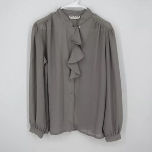 Ellanee New Orleans • Gray Ruffle Blouse Size M